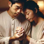 A couple holding hands in a bedroom, symbolizing intimacy and understanding.